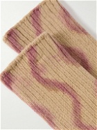 Collina Strada - Ribbed Striped Cotton-Blend Socks
