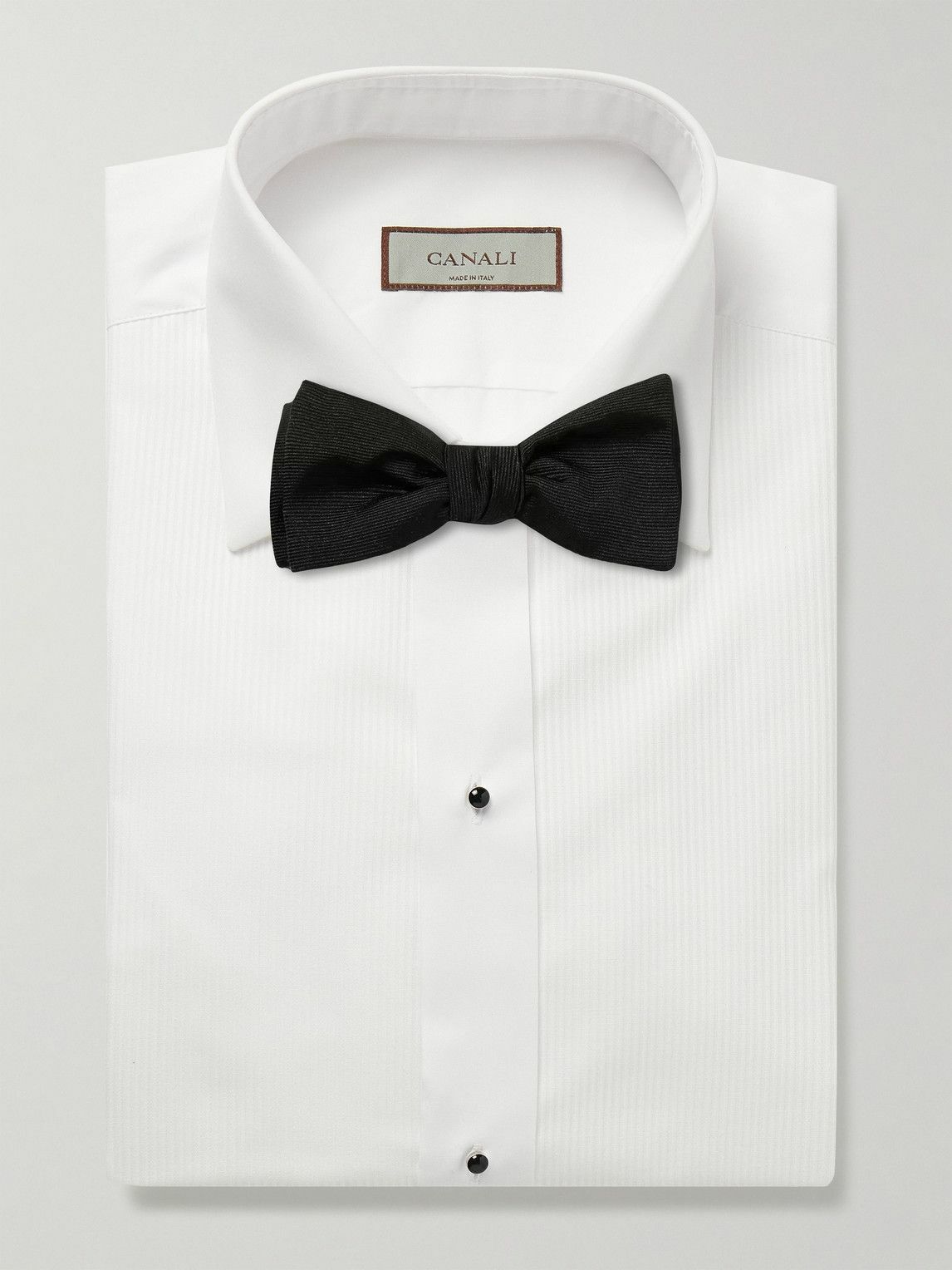 Canali - Cutaway-Collar Pleated Bib-Front Cotton-Poplin Shirt - White