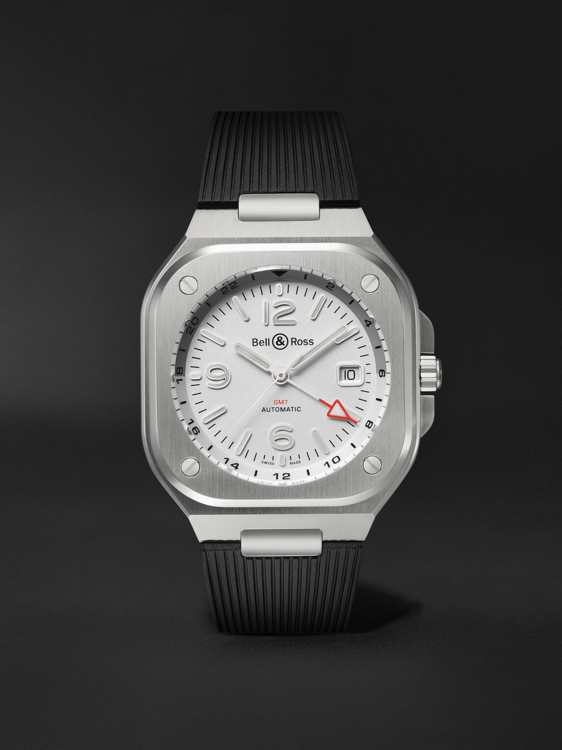 Bell & Ross - BR 05 Automatic GMT 41mm Stainless Steel and Rubber Watch, Ref. No. BR05G-SI-ST/SRB BU23NOV