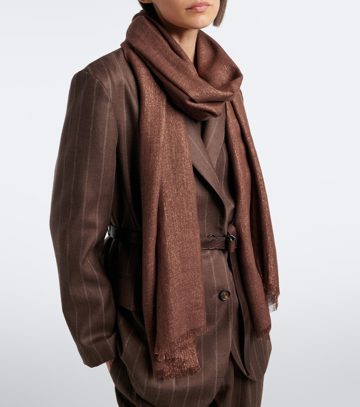 Brunello Cucinelli Lurex® cashmere and silk-blend scarf