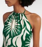 Cala de la Cruz Acasia beaded printed halterneck maxi dress