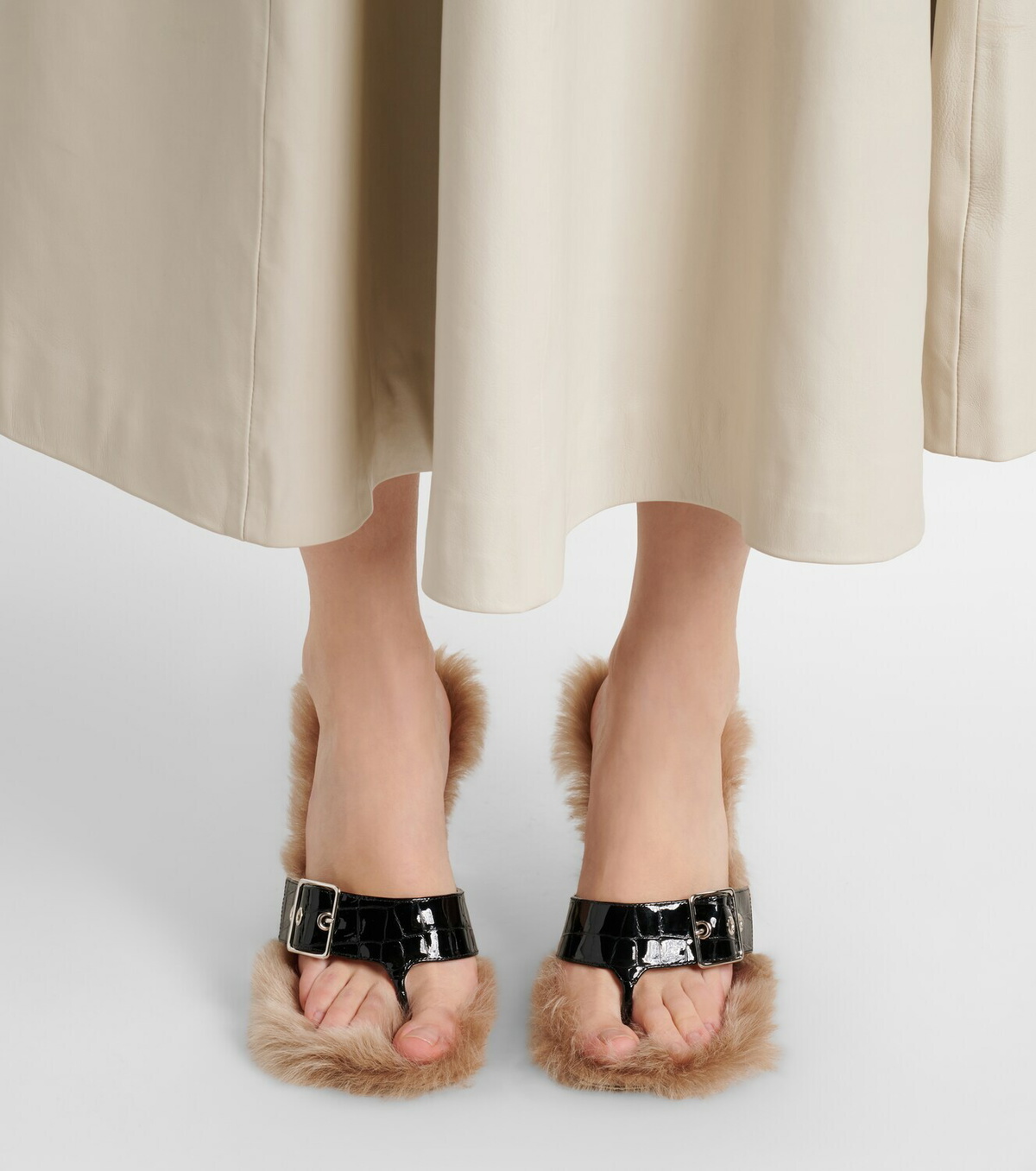 Christen Helix 95 croc-effect leather thong sandals