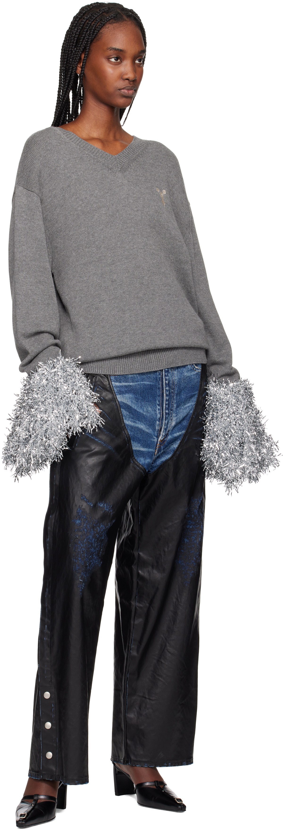 doublet Gray Cheerleading Pompon Sweater