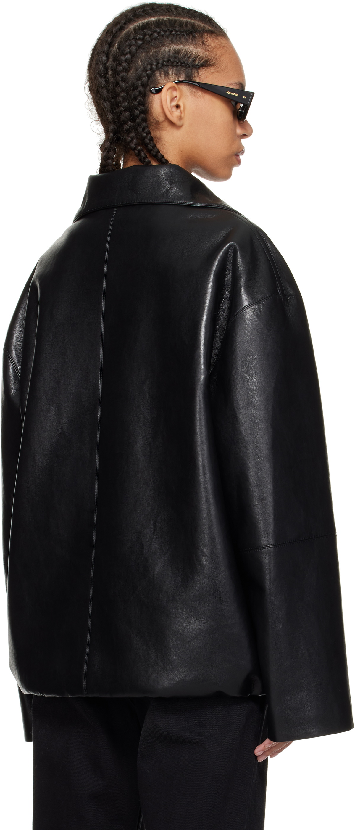Nanushka Black Aiman Faux-Leather Jacket