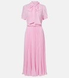 Self-Portrait Belted tie-neck georgette midi dress