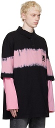 Acne Studios Black & Pink Tie-Dye Stripe Polo