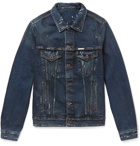 Off-White - Slim-Fit Distressed Denim Jacket - Men - Dark denim