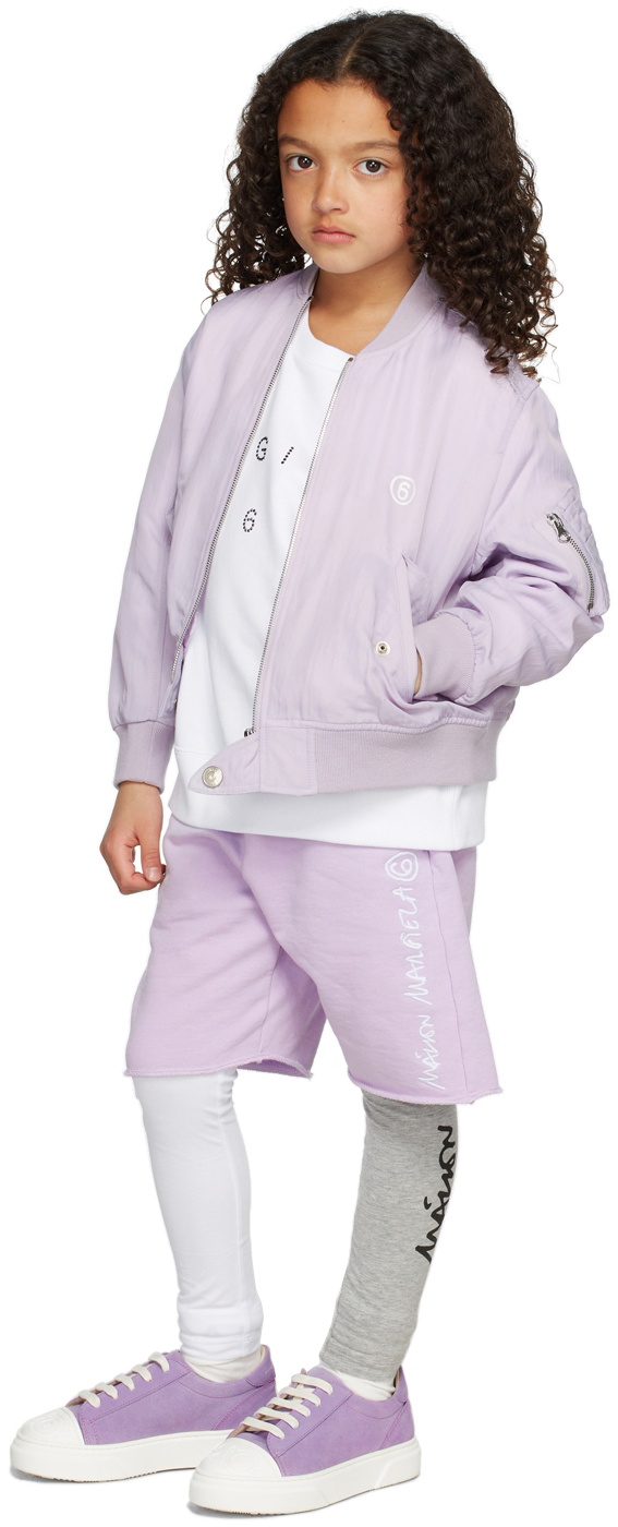 MM6 Maison Margiela Kids Purple Crinkled Nylon Bomber Jacket