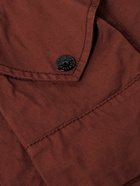 Stone Island - Logo-Appliquéd Cotton-Blend Gabardine Zip-Up Overshirt - Brown