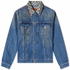Missoni Men's Denim Jacket with Knitted Collar in Multi