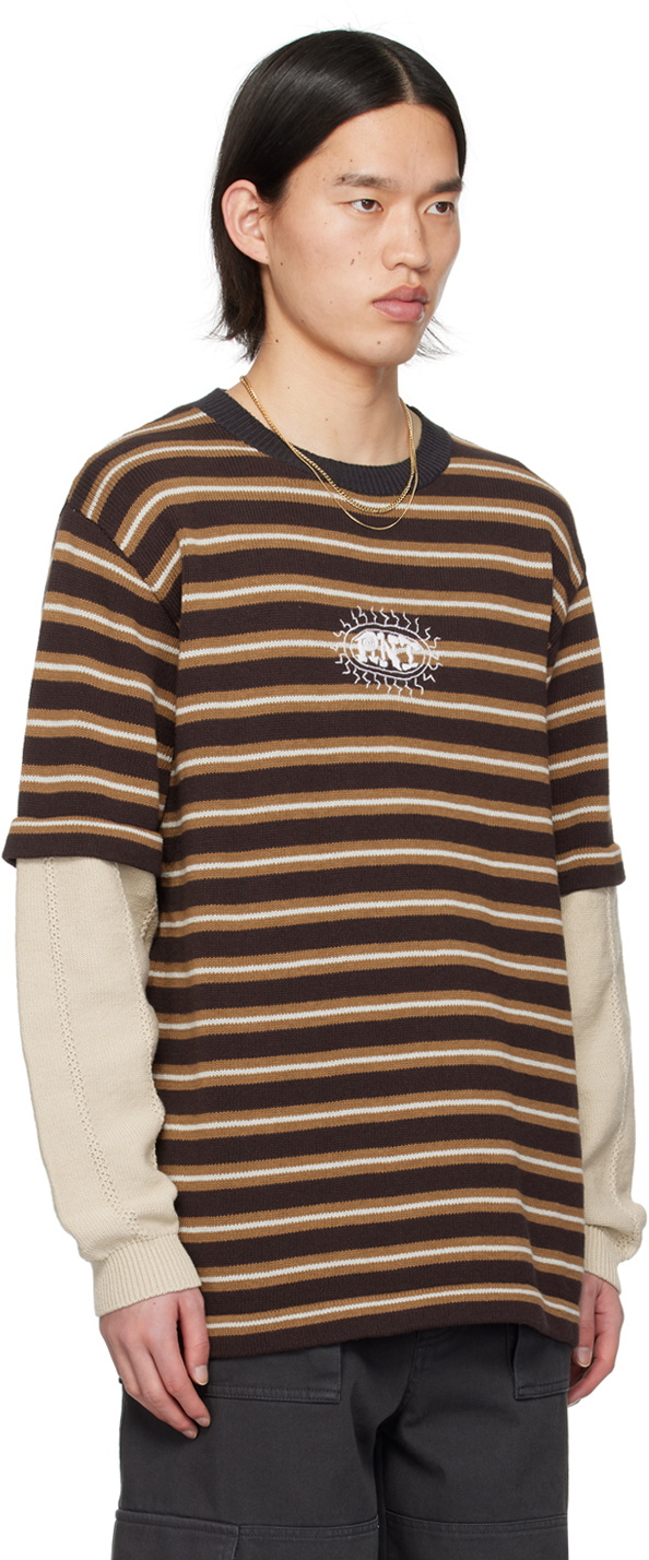 RICE NINE TEN Brown Layered Long Sleeve T-Shirt