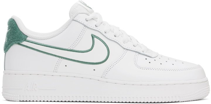 Photo: Nike White & Green Air Force 1 '07 LV8 Sneakers