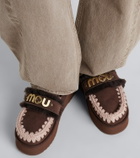 Mou Shearling-lined suede platform mules