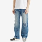Palm Angels Men's Straight 5 Pocket Jeans in Light Blue