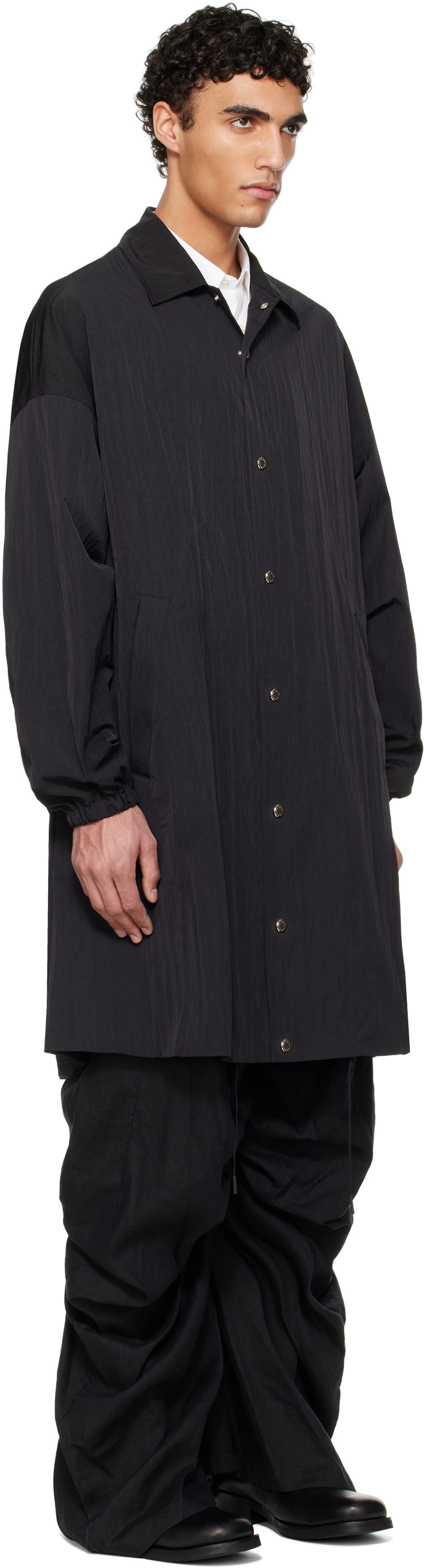 FUMITO GANRYU コーチコート　サイズ3 FUMITO GANRYU Black Long Coach Coat Fumito Ganryu