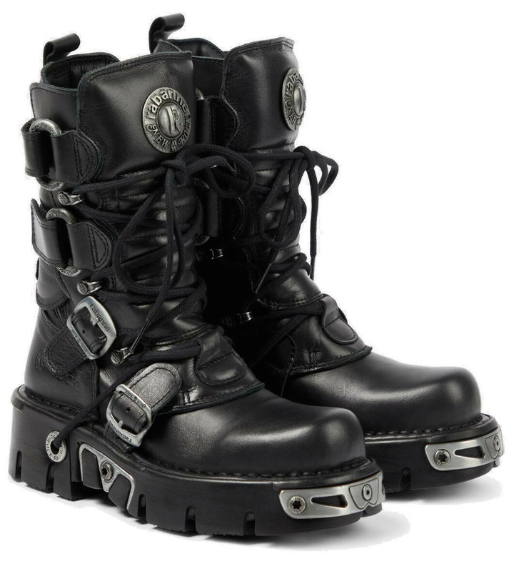 Photo: Rabanne x New Rock embellished leather biker boots