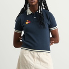 SUNDAYFRUITMARKET Women's Cherry Waffle Collar T-Shirt in Navy