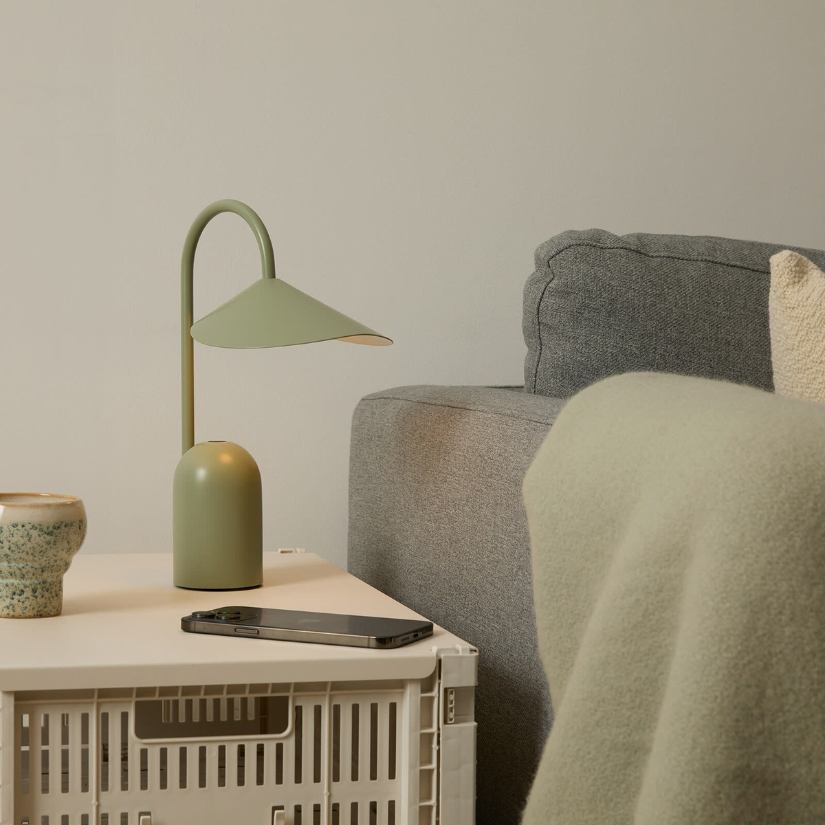 ferm LIVING Arum Portable Lamp in Tea Green 