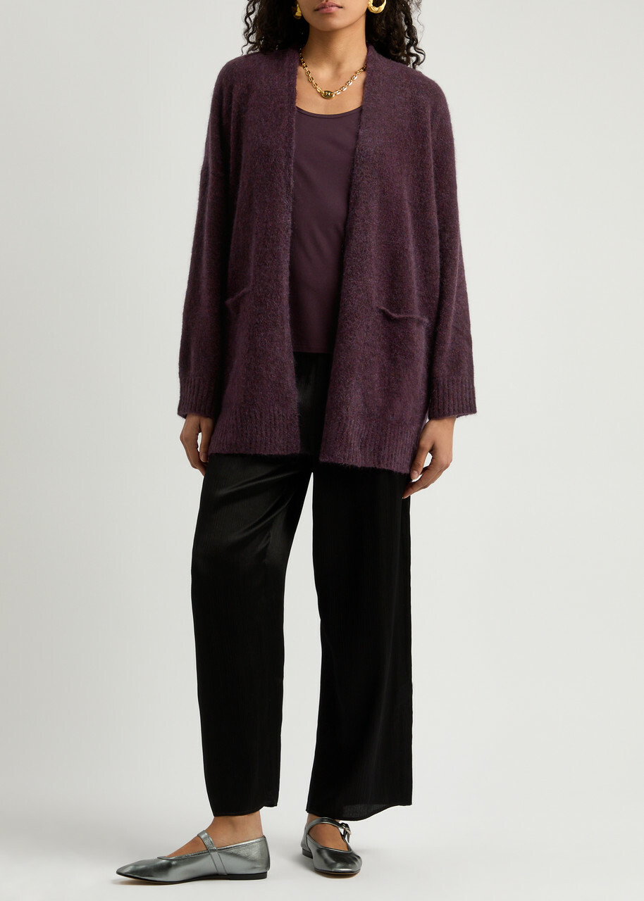 EILEEN FISHER アイリーン　フィッシャー カーディガン M 紫 【古着】【中古】【送料無料】 Eileen Fisher Purple Knit Cardigan Aubergine Clutch Jacket – Style