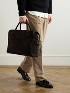 Métier - Closer All Day Full-Grain Leather-Trimmed Suede Briefcase