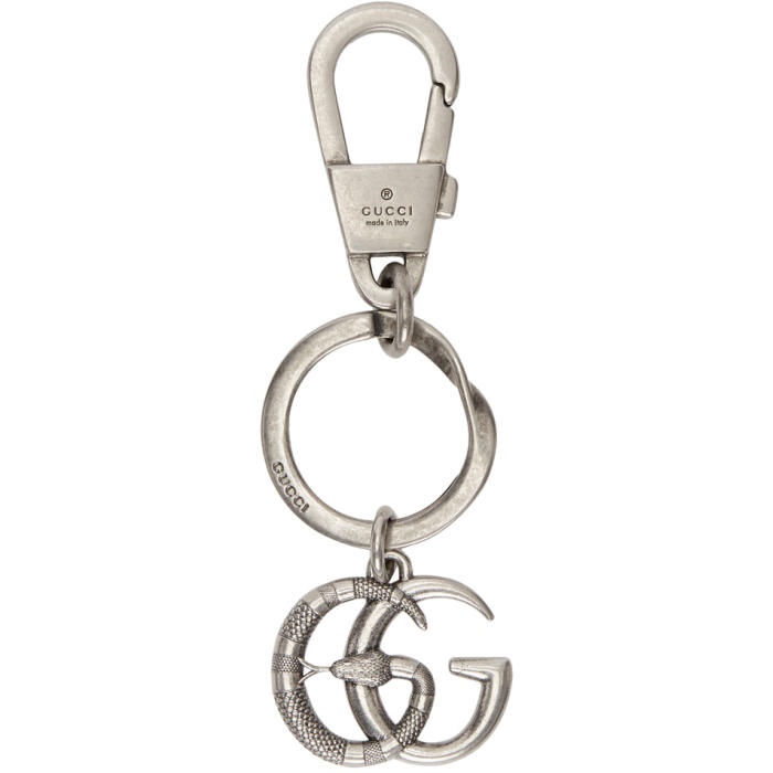 Photo: Gucci Silver GG Marmont Snake Keychain 