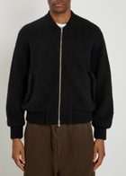 Vowels Fine-knit Wool Bomber Jacket Black