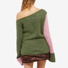 Daniëlle Cathari Women's x Woolrich Asymmetric Knit Top in Thyme Green/Pink