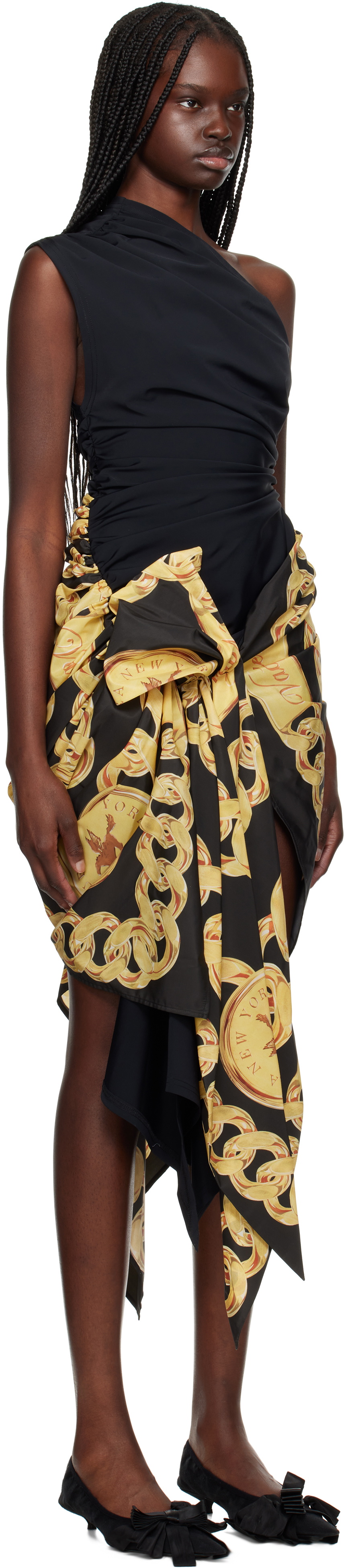 VAQUERA Black & Yellow Scarf Minidress
