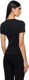 LESET Black Pointelle Slim Fit T-shirt