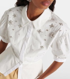 Self-Portrait Embellished cotton shirt