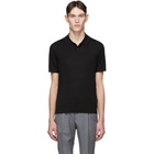 Z Zegna Black Wool Knit Polo