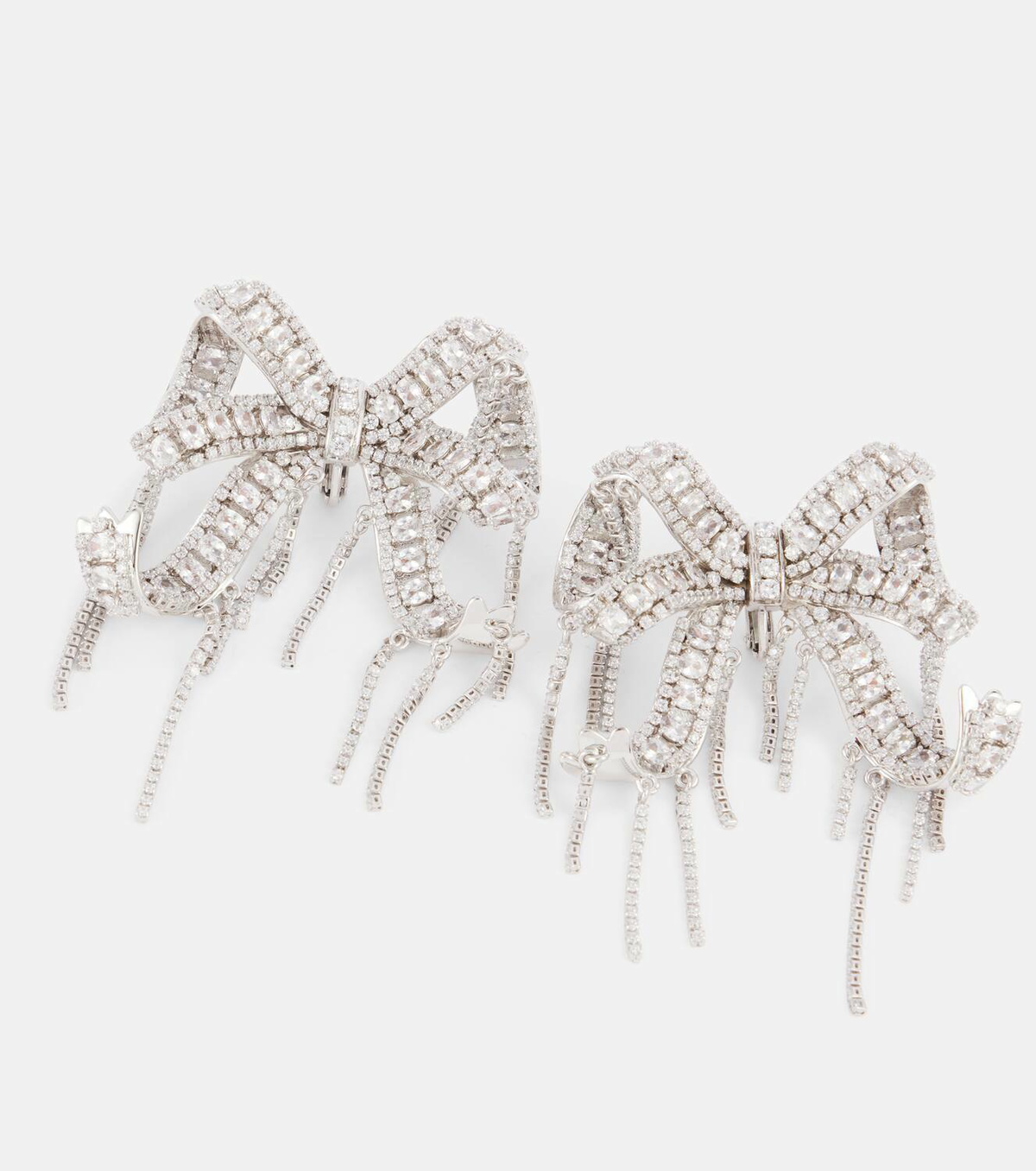Self-Portrait Crystal-embellished silver-plated clip-on earrings