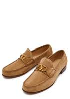 Valentino Garavani Signature Vlogo Suede Loafer Tan