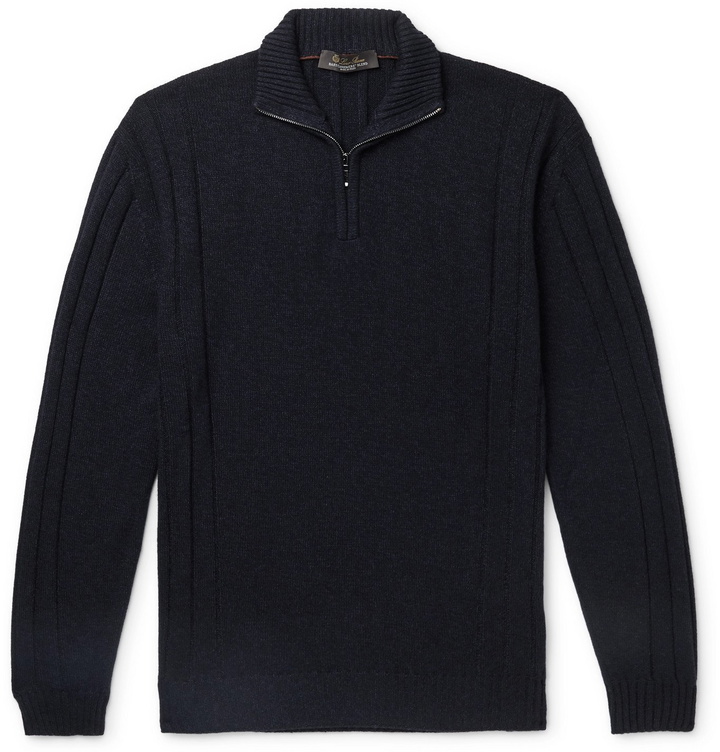 Photo: Loro Piana - Baby Cashmere and Silk-Blend Half-Zip Sweater - Blue