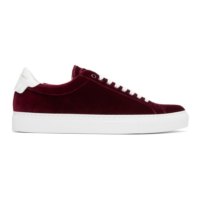 Photo: Givenchy Burgundy Velvet Urban Knots Sneakers