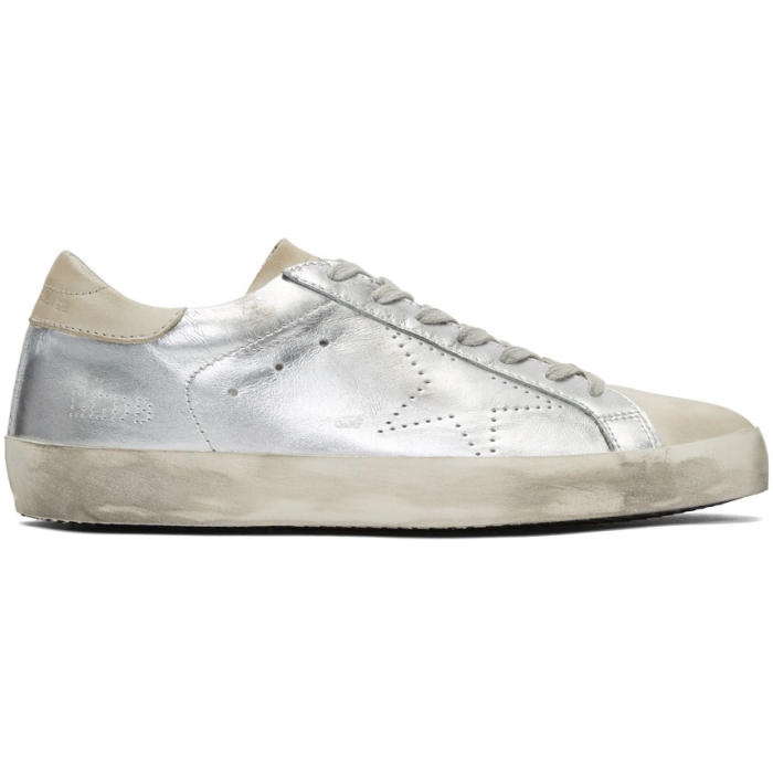 Photo: Golden Goose Silver and Grey Skate Superstar Sneakers 