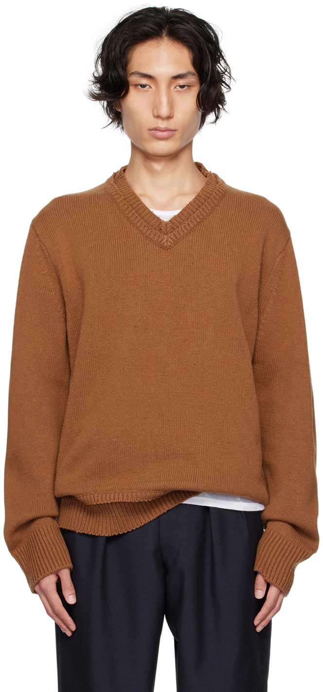 Maison Margiela Tan Elbow Patch Sweater Maison Margiela