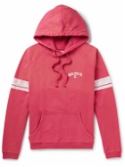 Guess USA - Distressed Logo-Print Cotton-Jersey Hoodie - Red