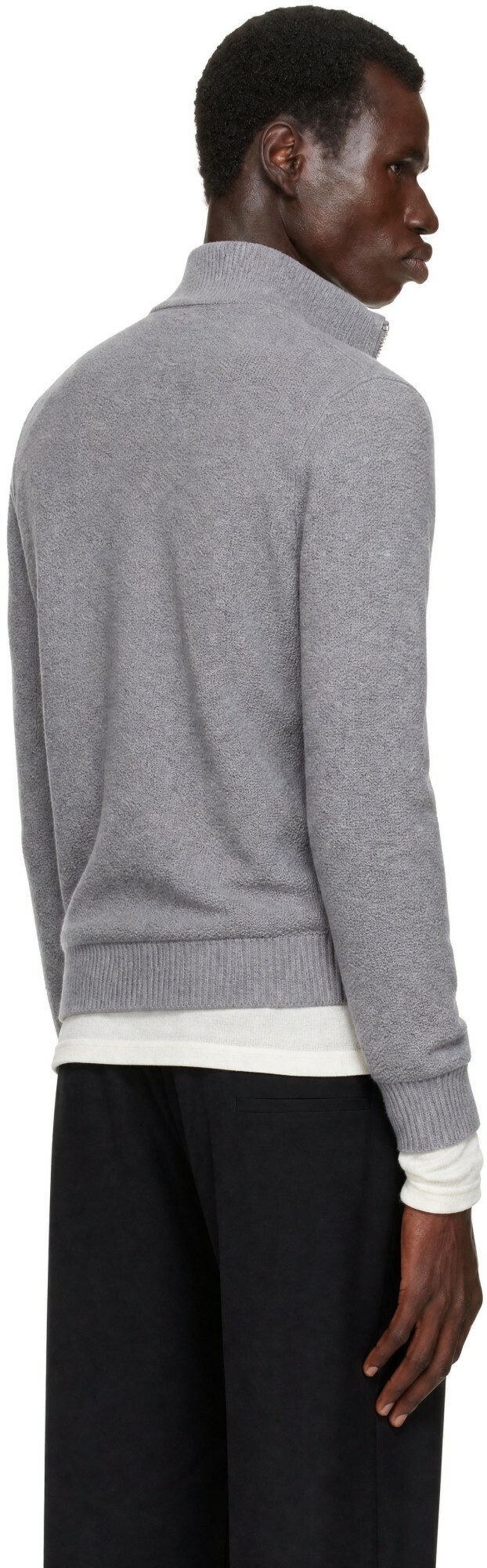 Stone Island Gray 5100012 Textured Stitch Wool Sweater