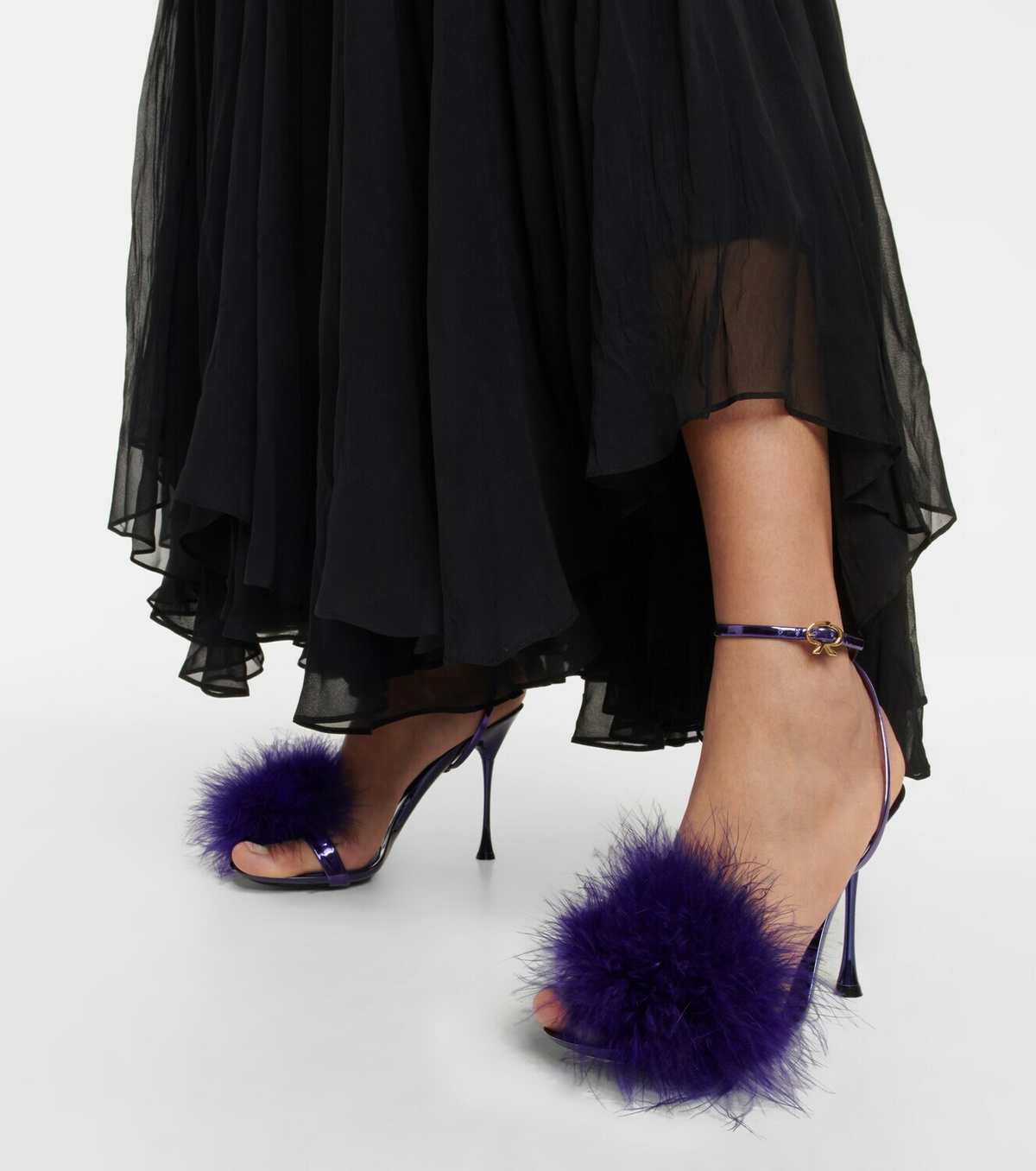Gianvito Rossi - Feather-trimmed leather sandals