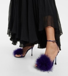Gianvito Rossi - Feather-trimmed leather sandals