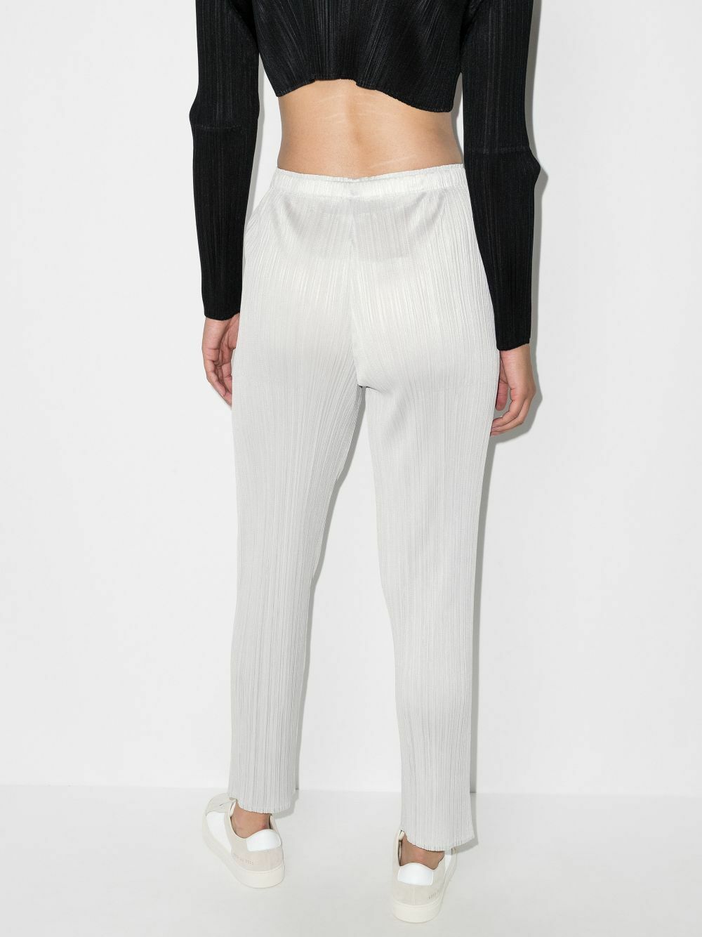 Pleats Please Issey Miyake Plissé Tapered-Leg Cropped Trousers