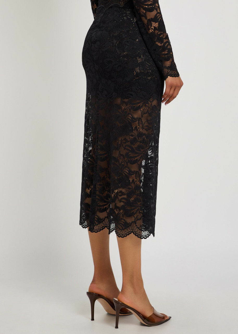 Rabanne Stretch-lace Midi Skirt Black