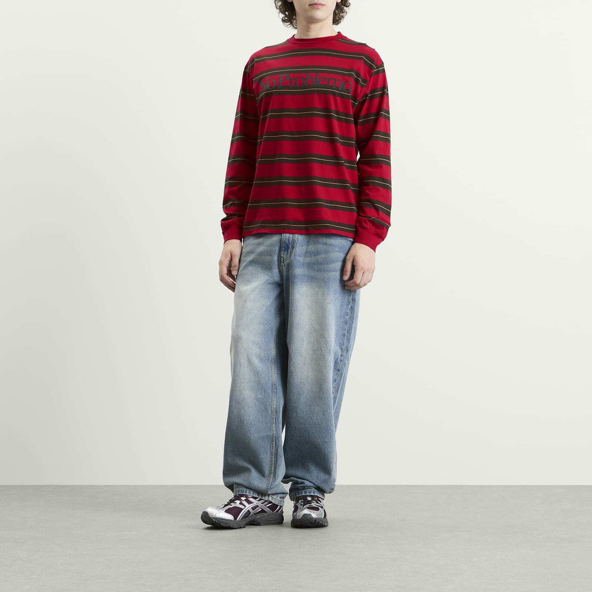 No Problemo Men's Striped LS T-Shirt in Red