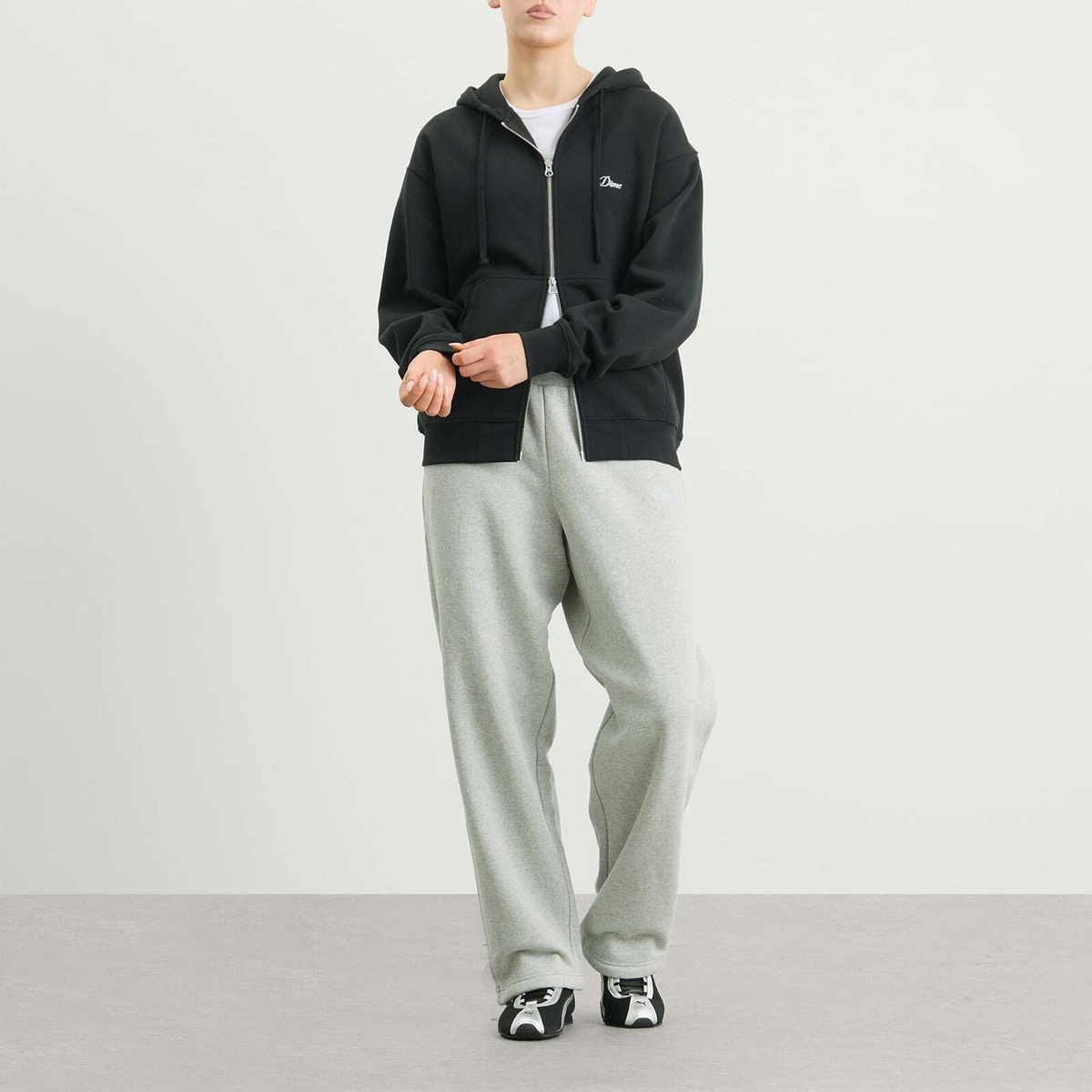 Dime Women's Cursive Zip Hoodie in Black