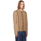 King and Tuckfield Beige and Brown Merino Knitted Shirt