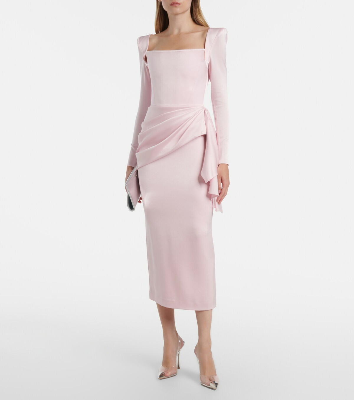 Alex Perry Draped crêpe satin midi dress