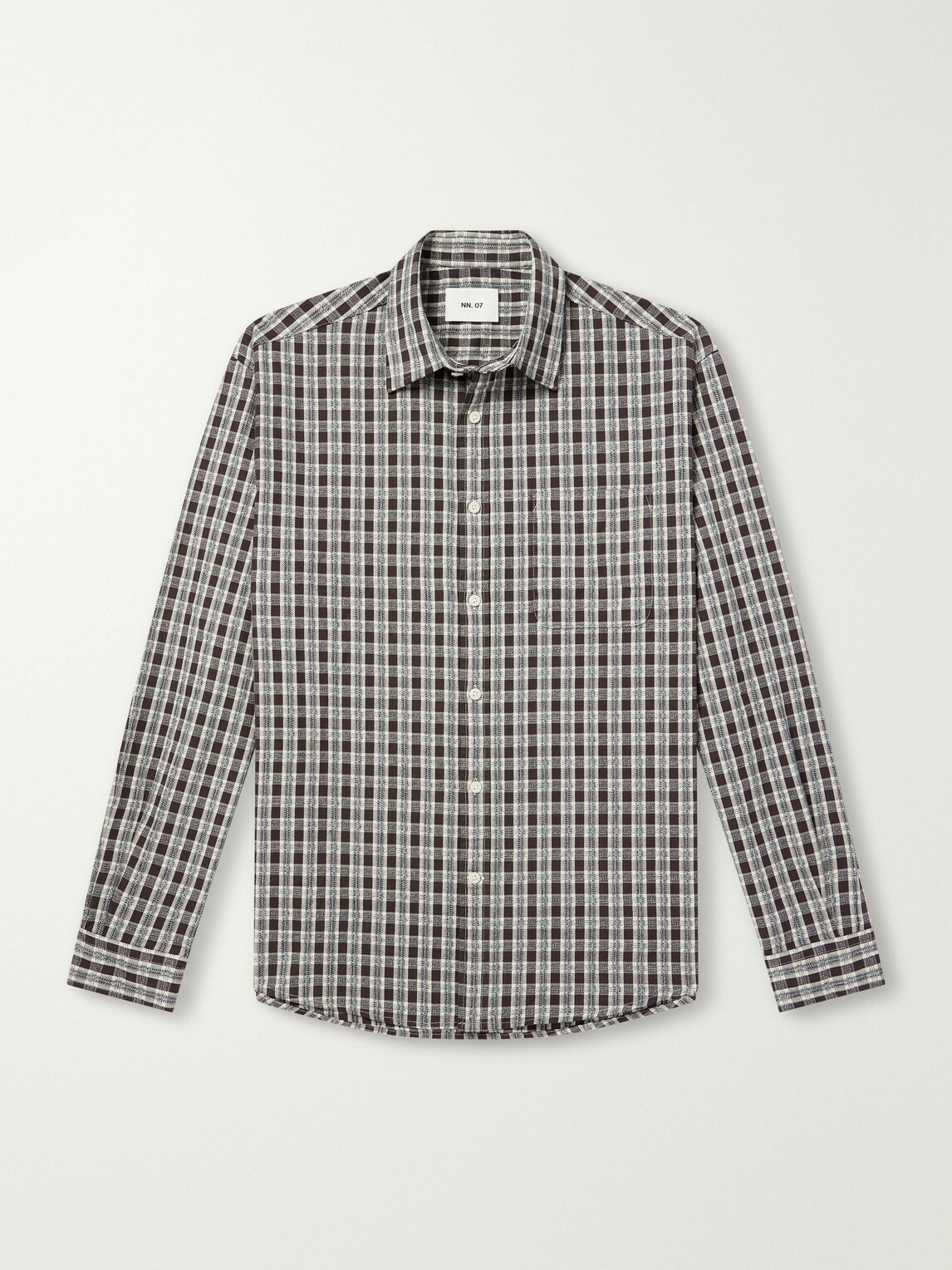 NN07 - Deon 50007 Checked Mouliné Woven Organic Cotton Shirt - Brown