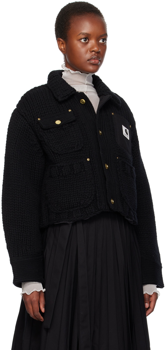 sacai Carhartt ブラック ニットカーディガン sacai Carhartt ブラック ニットカーディガン - メルカリ