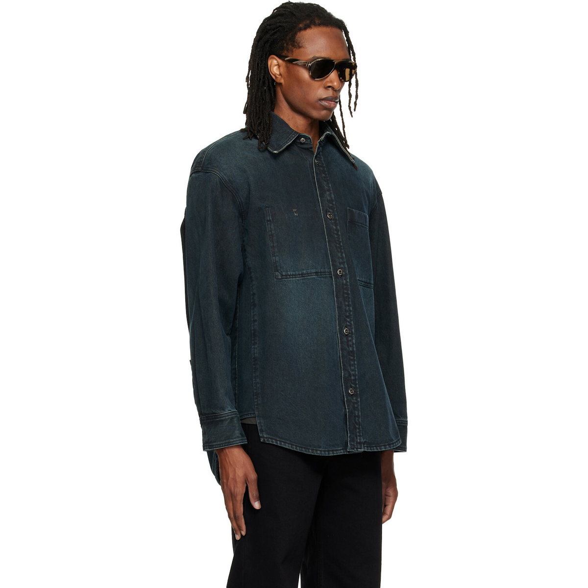 WOOYOUNGMI Blue Back Logo Denim Shirt